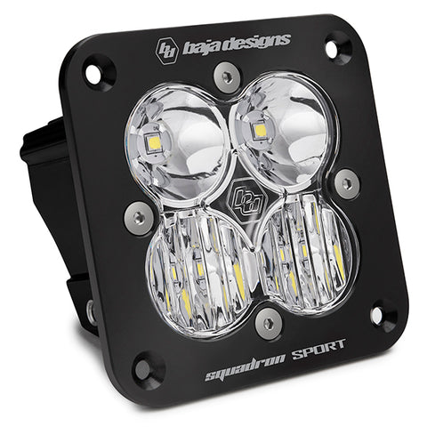 Flush Mount LED Light Pod Black Clear Lens Driving/Combo Pattern Squadron Sport Baja Designs