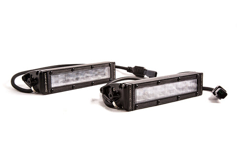 6 Inch LED Light Bar Single Row Straight SS6 White Wide Light Bar Pair Diode Dynamics